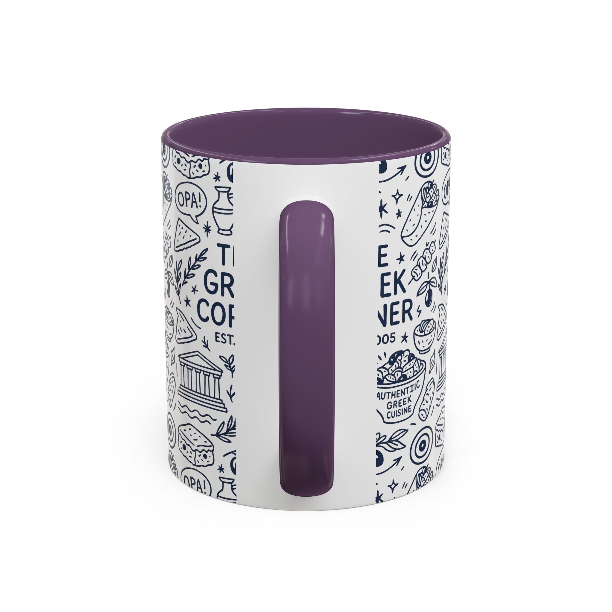 Greek Corner Accent Coffee Mug - Unique Coffee Cup for Food Lovers, Gift for Greek Cuisine Fans, OPA, Kitchen Decor, Casual Dining