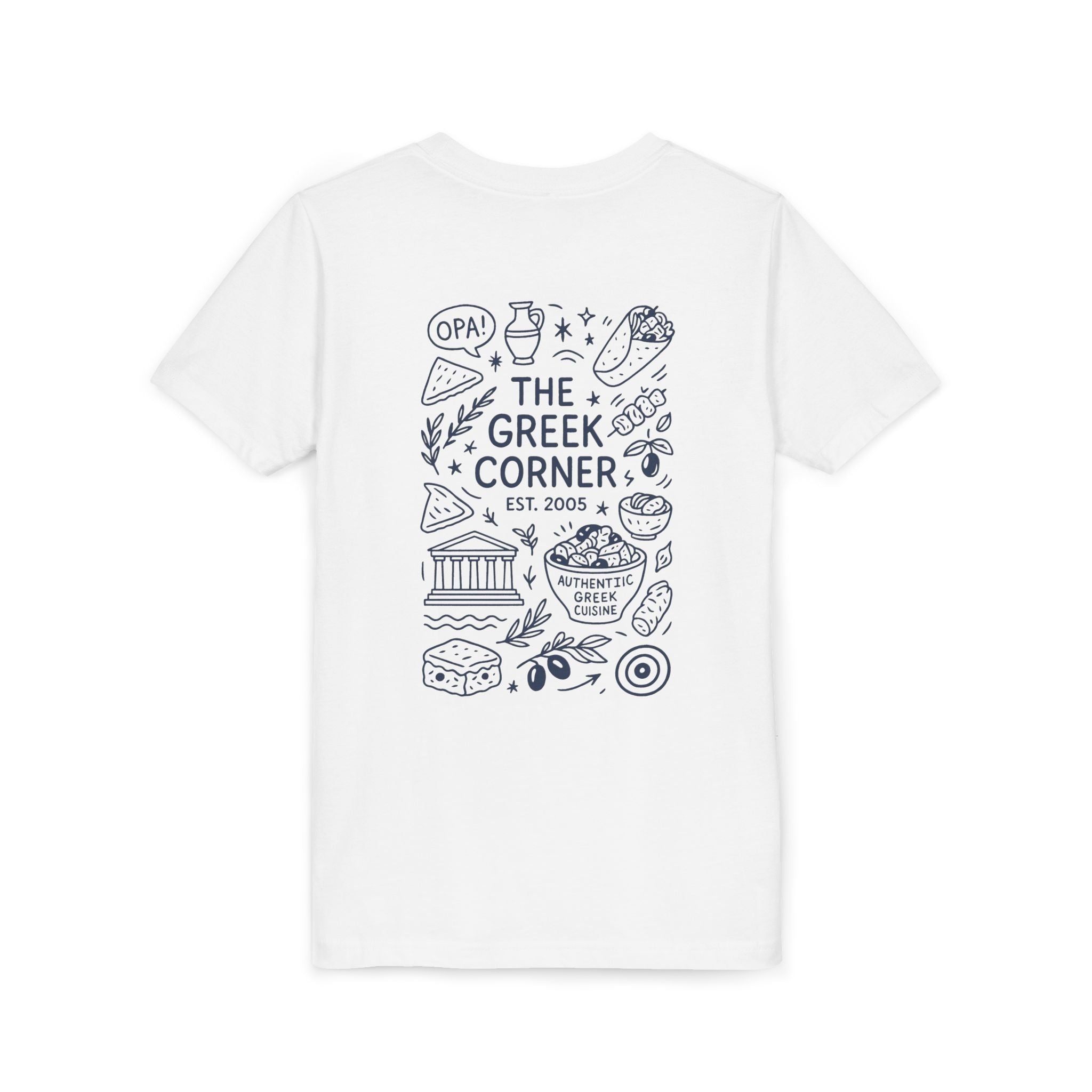 Youth Greek Cuisine Tee, Fun Kids Shirt, The Greek Corner Design, Summer Casual Wear, Gift for Food Lovers, Unique Youth Apparel