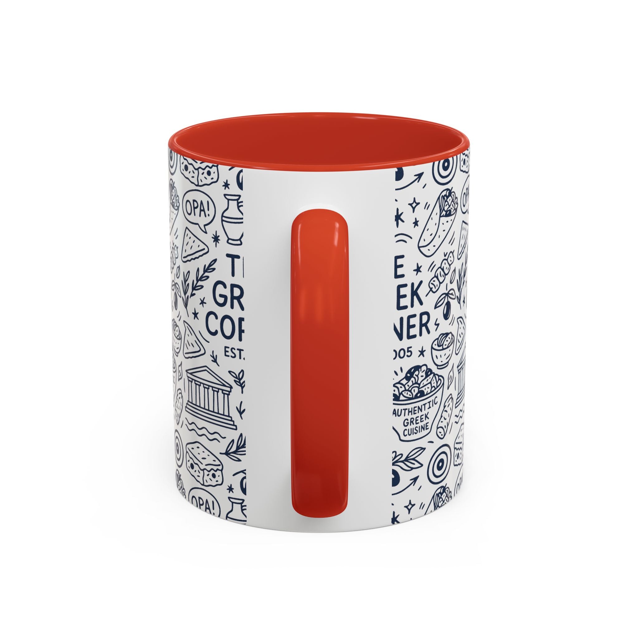 Greek Corner Accent Coffee Mug - Unique Coffee Cup for Food Lovers, Gift for Greek Cuisine Fans, OPA, Kitchen Decor, Casual Dining