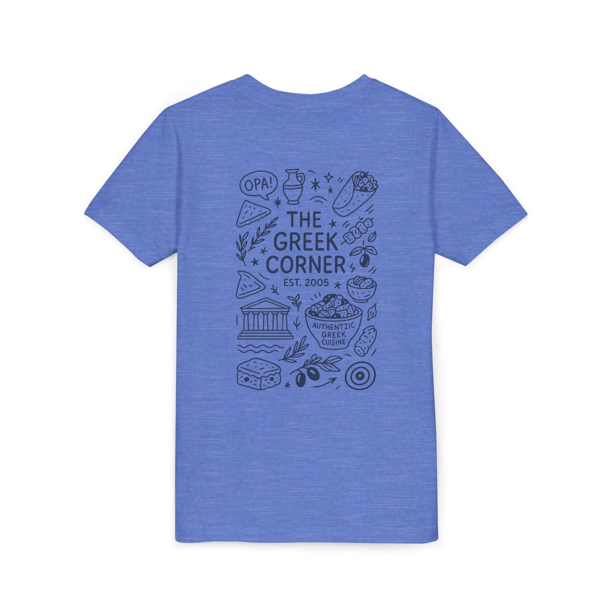 Youth Greek Cuisine Tee, Fun Kids Shirt, The Greek Corner Design, Summer Casual Wear, Gift for Food Lovers, Unique Youth Apparel
