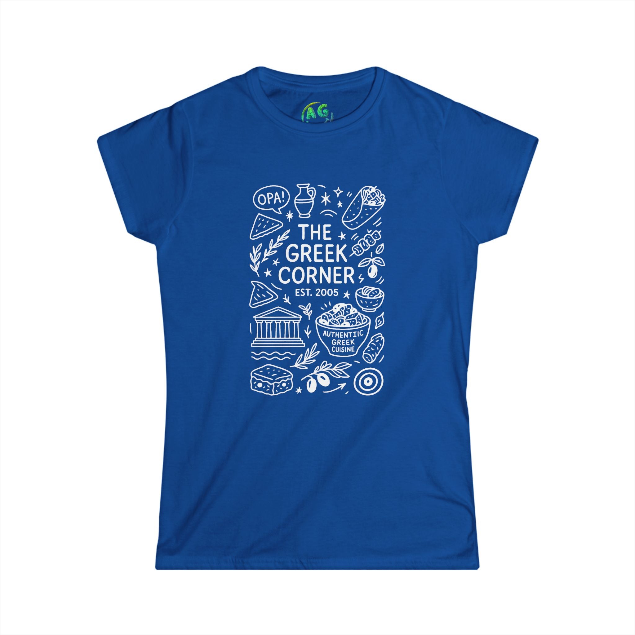 Greek Corner Women's Tee, Casual Shirt, Festival Wear, Gift for Food Lovers, Travel Souvenir, Stylish Summer Top