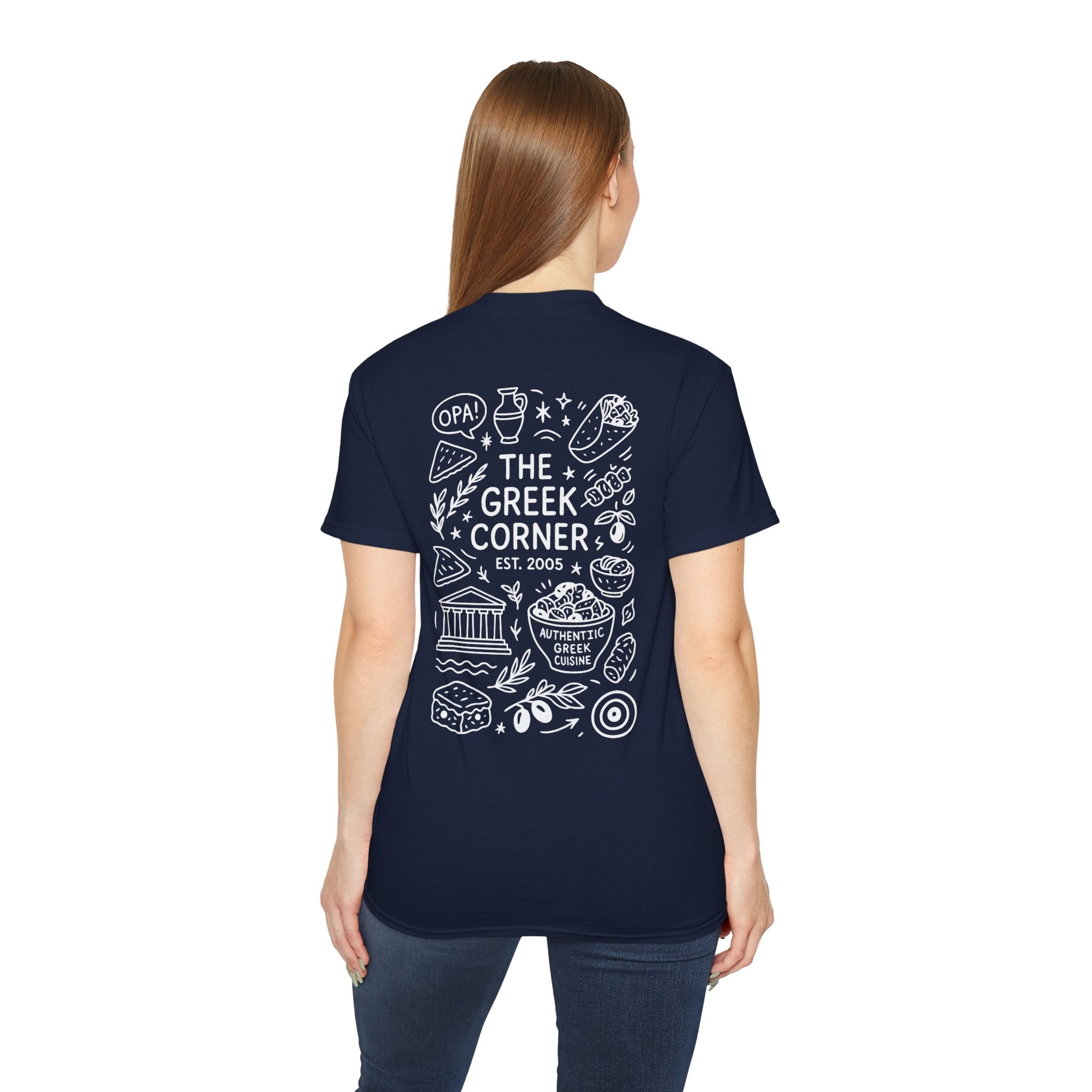Greek Corner Unisex Tee | Casual Wear, Graphic T-Shirt, Gift for Foodies, Summer Style, Travel Souvenir, Restaurant Merch