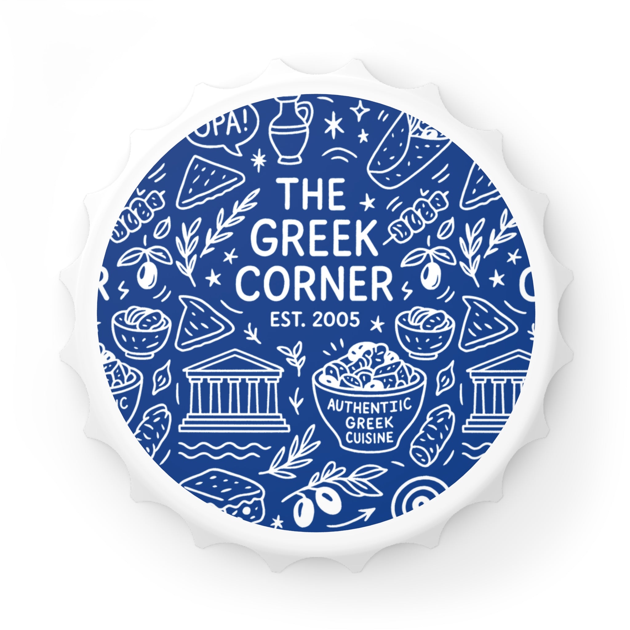 Greek Corner Bottle Opener - Fun Kitchen Tool, Barware Gift, Home Decor, Unique Wedding Favors, Casual Gathering Essentials