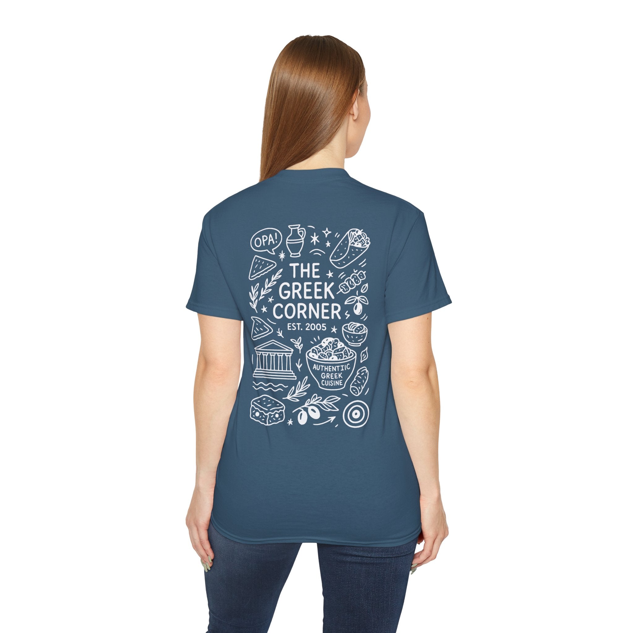 Greek Corner Unisex Tee | Casual Wear, Graphic T-Shirt, Gift for Foodies, Summer Style, Travel Souvenir, Restaurant Merch