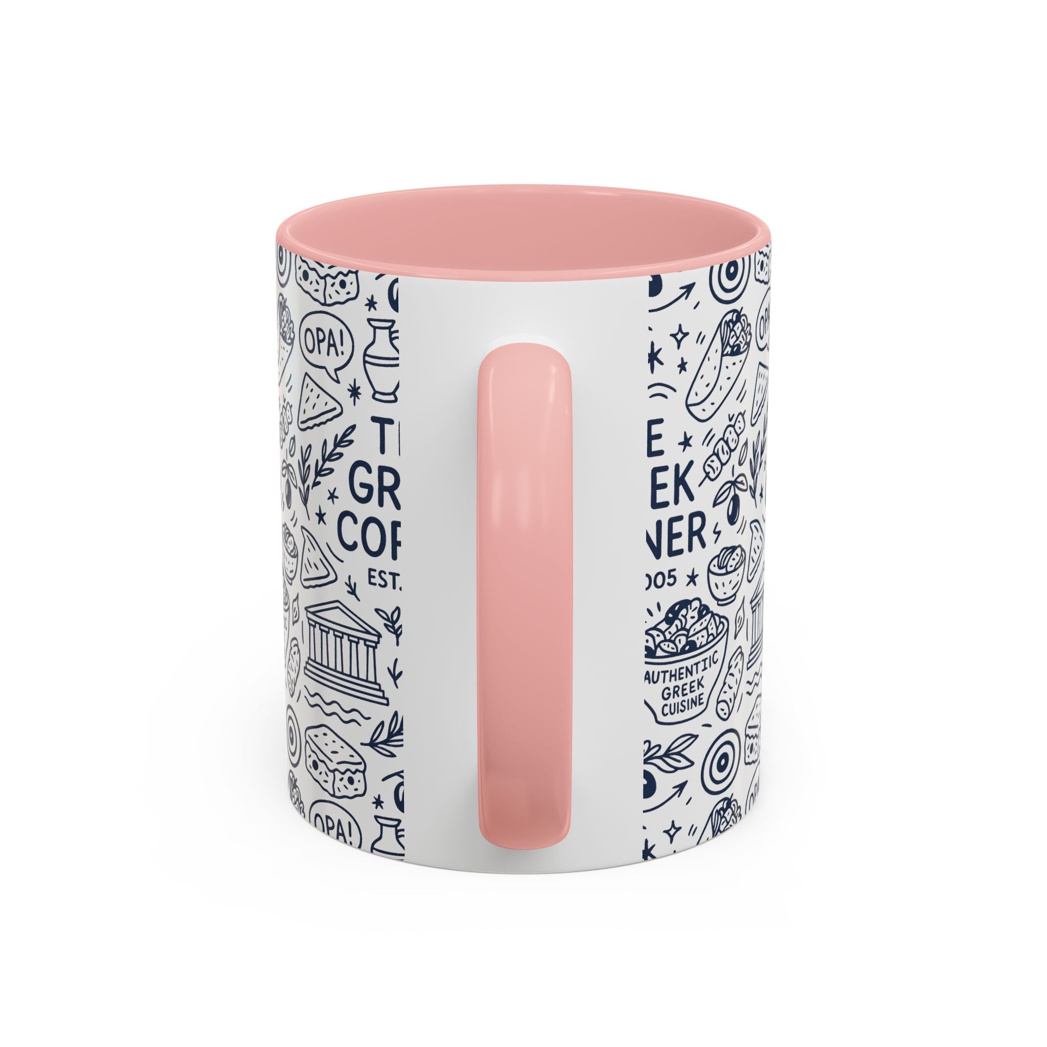 Greek Corner Accent Coffee Mug - Unique Coffee Cup for Food Lovers, Gift for Greek Cuisine Fans, OPA, Kitchen Decor, Casual Dining