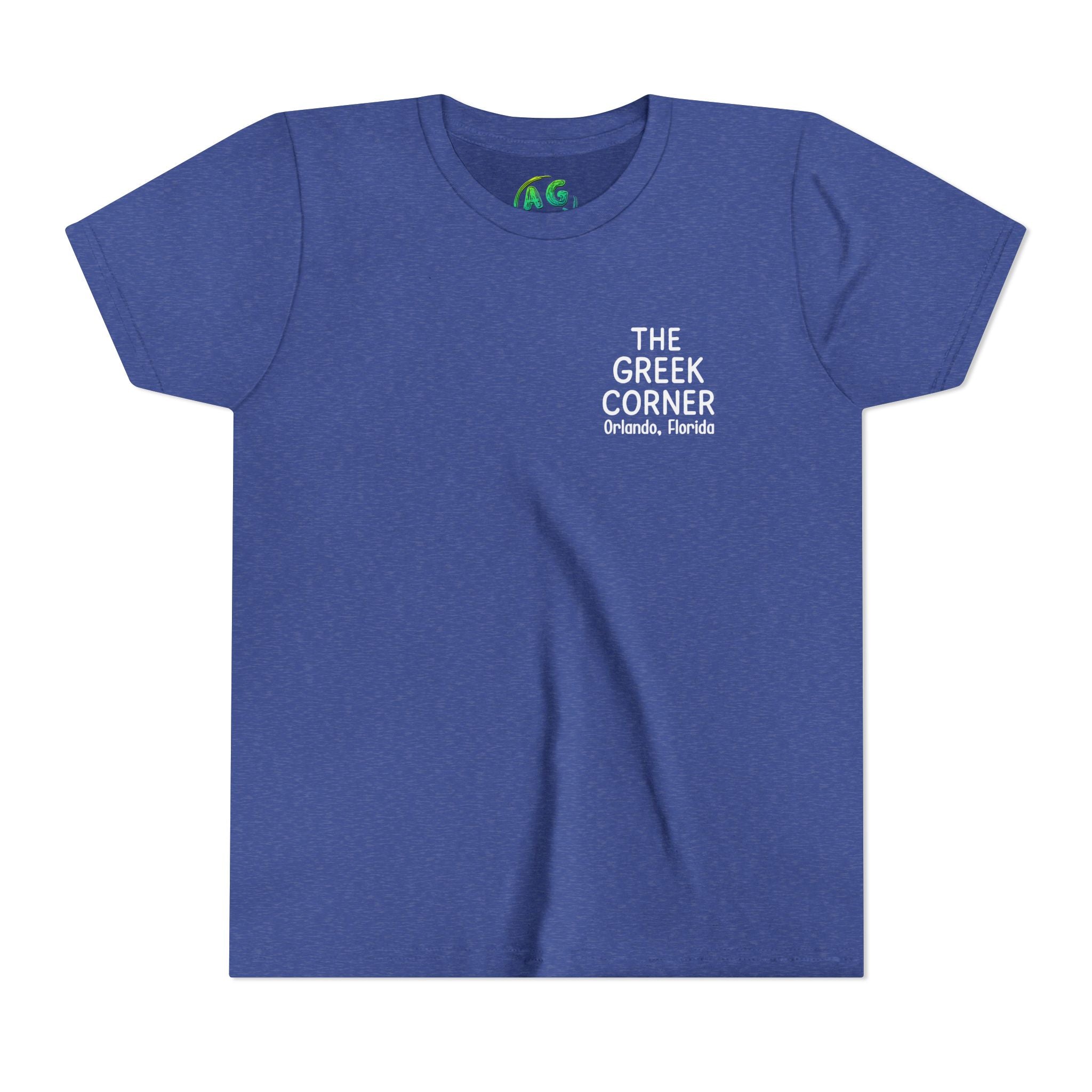 Youth Greek Cuisine Tee, Fun Kids Shirt, The Greek Corner Design, Summer Casual Wear, Gift for Food Lovers, Unique Youth Apparel
