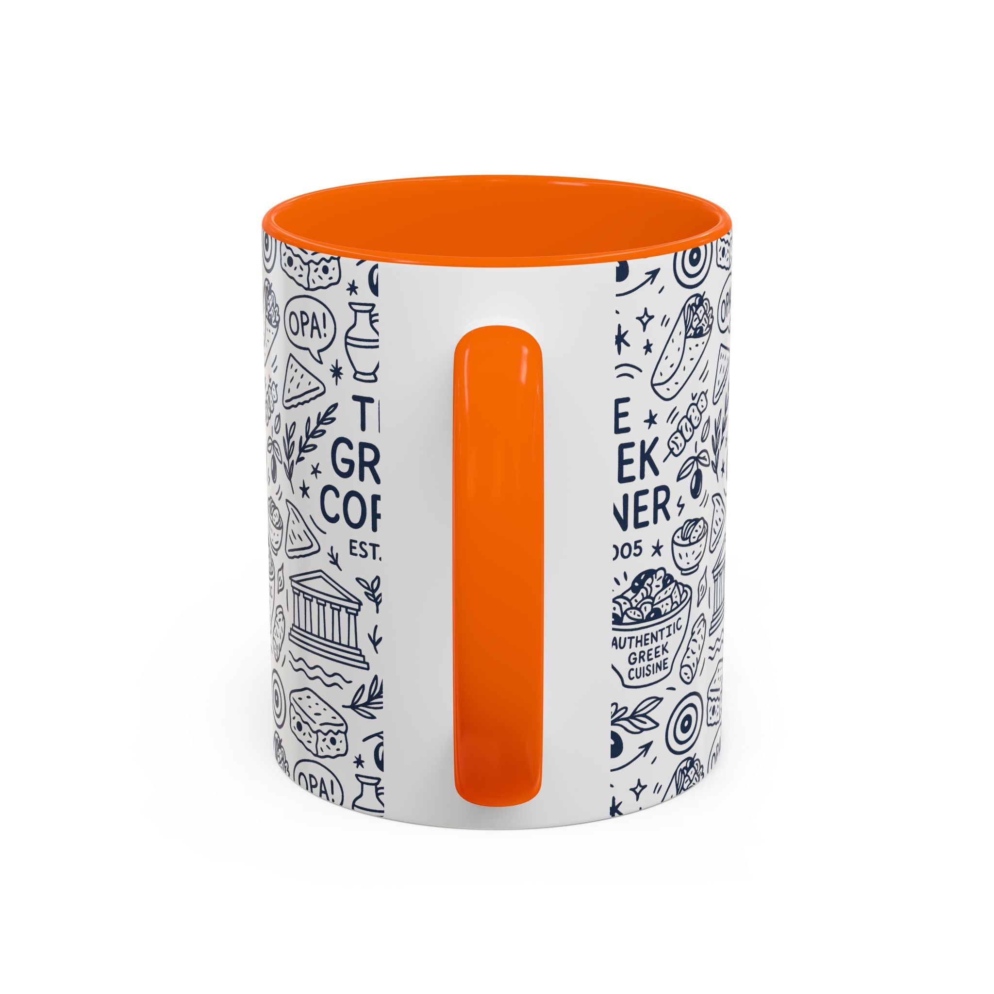 Greek Corner Accent Coffee Mug - Unique Coffee Cup for Food Lovers, Gift for Greek Cuisine Fans, OPA, Kitchen Decor, Casual Dining