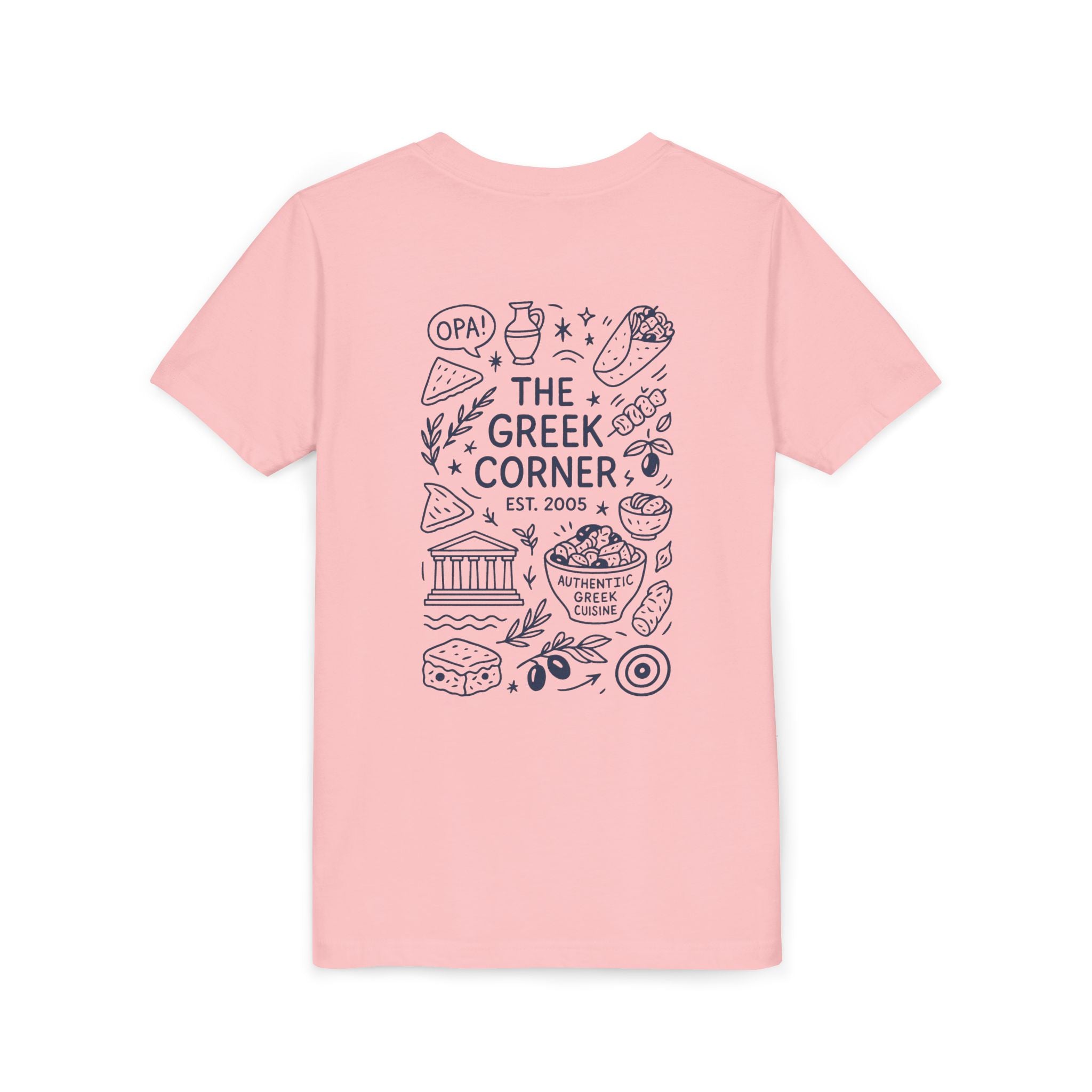 Youth Greek Cuisine Tee, Fun Kids Shirt, The Greek Corner Design, Summer Casual Wear, Gift for Food Lovers, Unique Youth Apparel