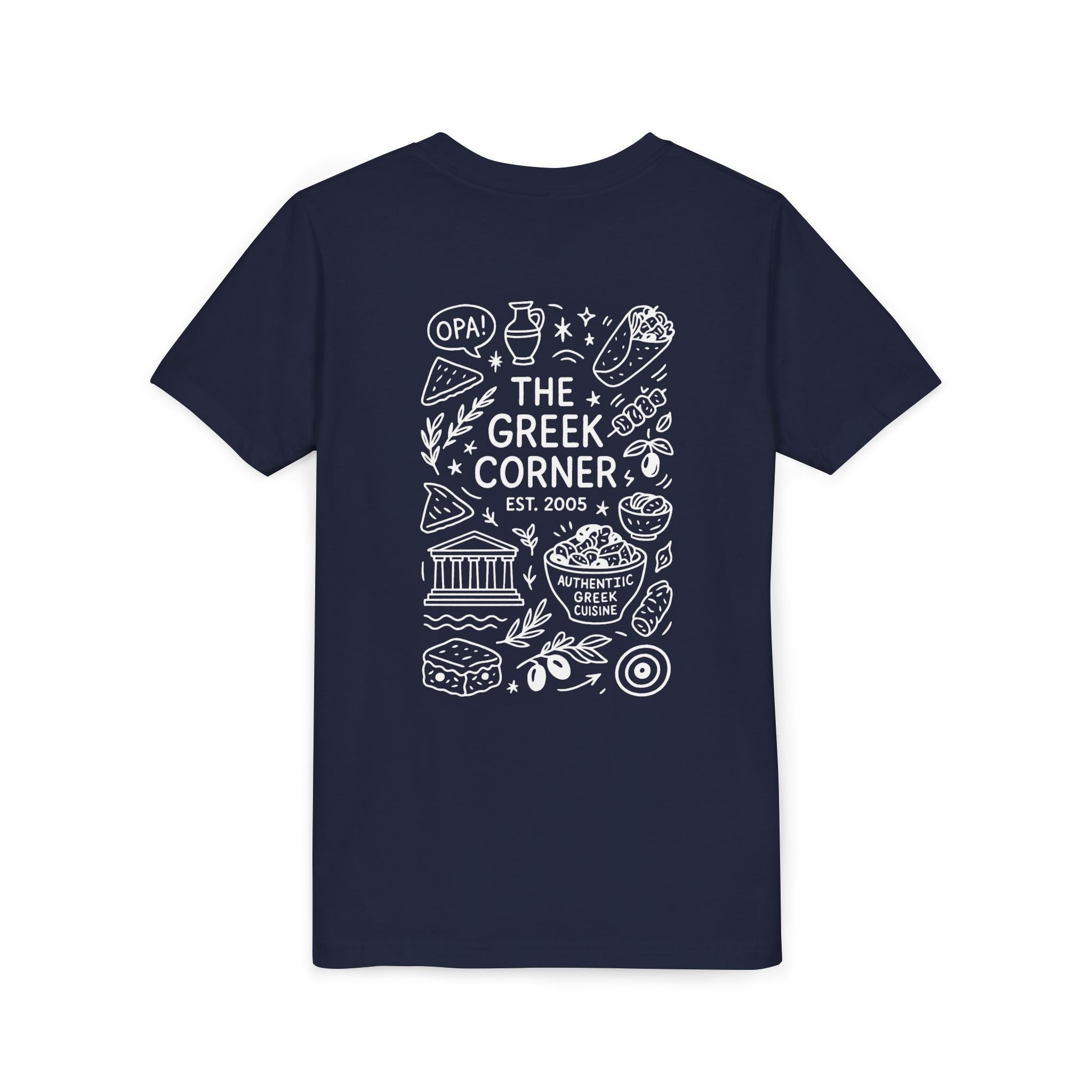 Youth Greek Cuisine Tee, Fun Kids Shirt, The Greek Corner Design, Summer Casual Wear, Gift for Food Lovers, Unique Youth Apparel