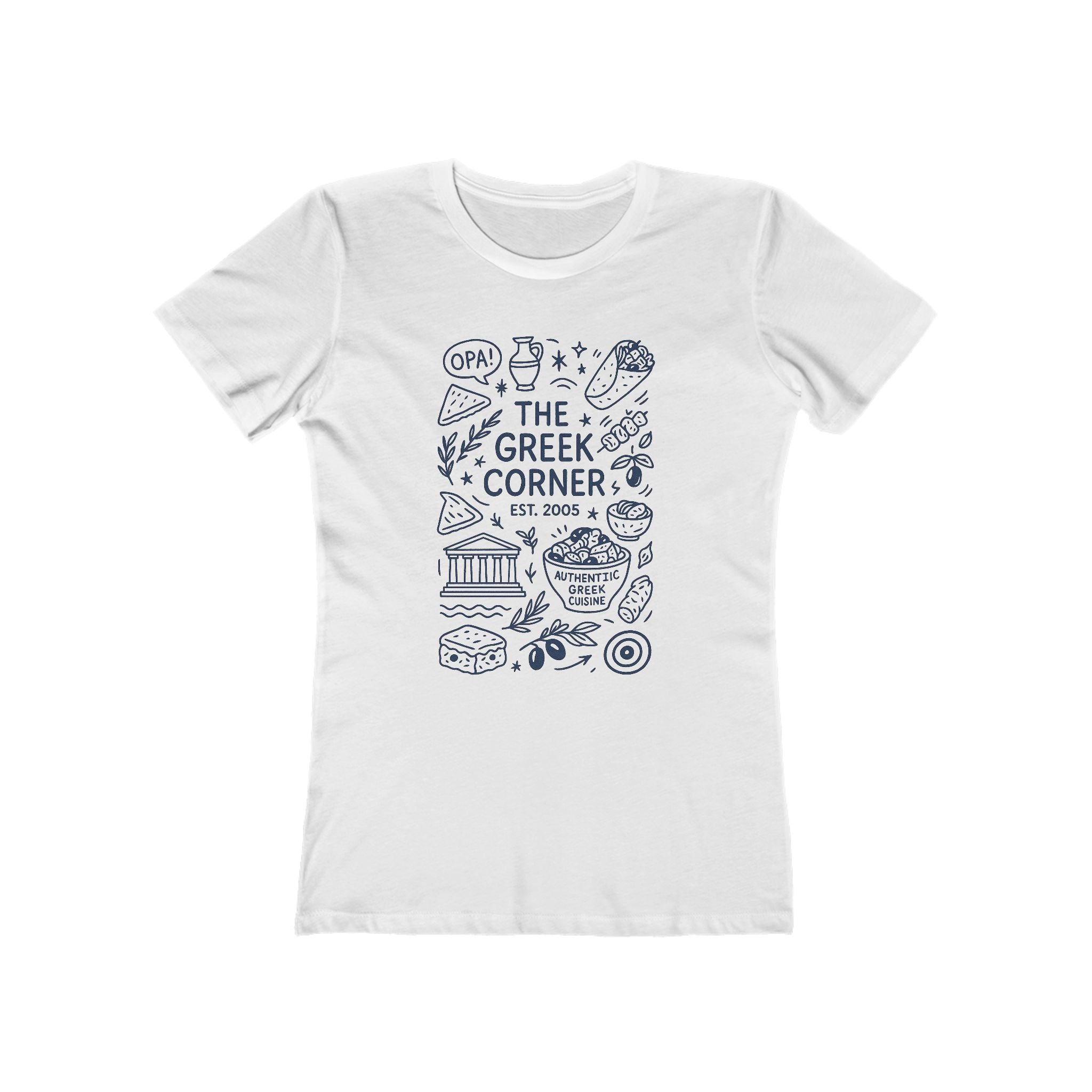 Greek Corner Tee, Women's Casual Shirt, Ideal for Food Lovers, OPA, Perfect for Restaurants, Gift for Her
