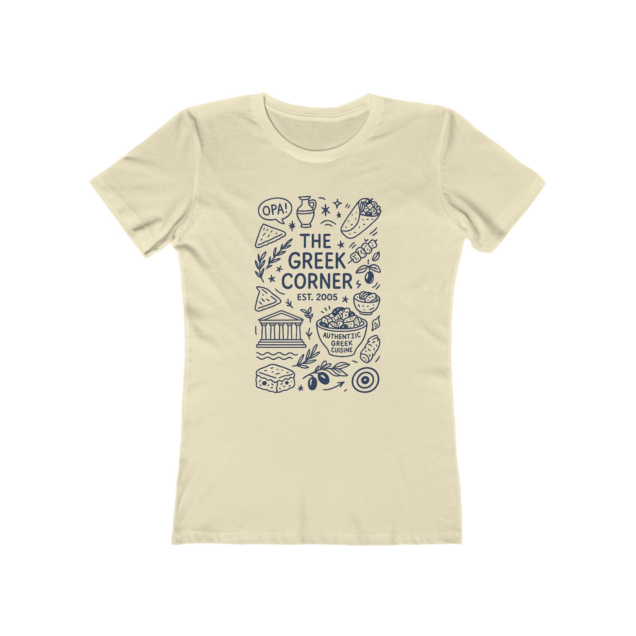 Greek Corner Tee, Women's Casual Shirt, Ideal for Food Lovers, OPA, Perfect for Restaurants, Gift for Her