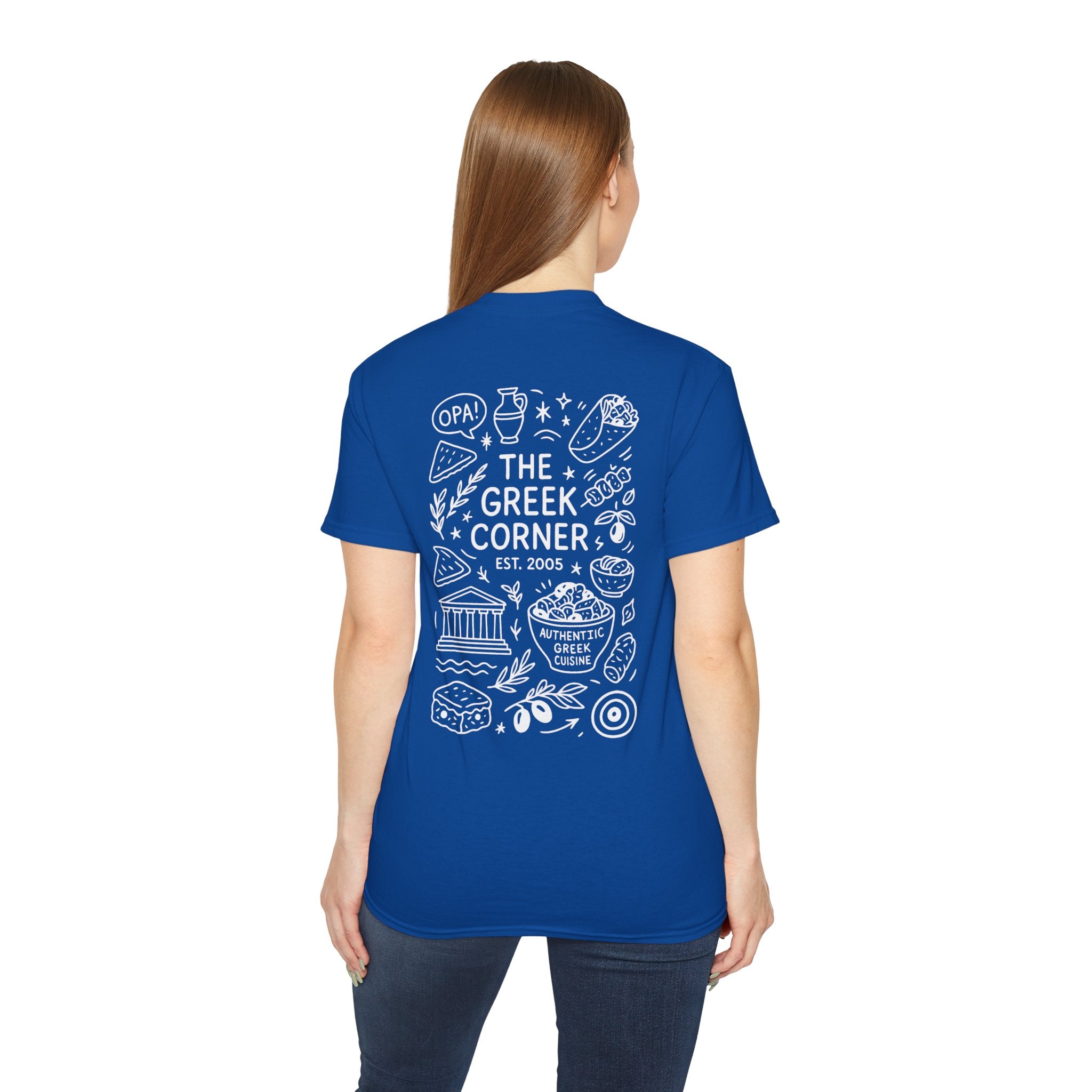 Greek Corner Unisex Tee | Casual Wear, Graphic T-Shirt, Gift for Foodies, Summer Style, Travel Souvenir, Restaurant Merch