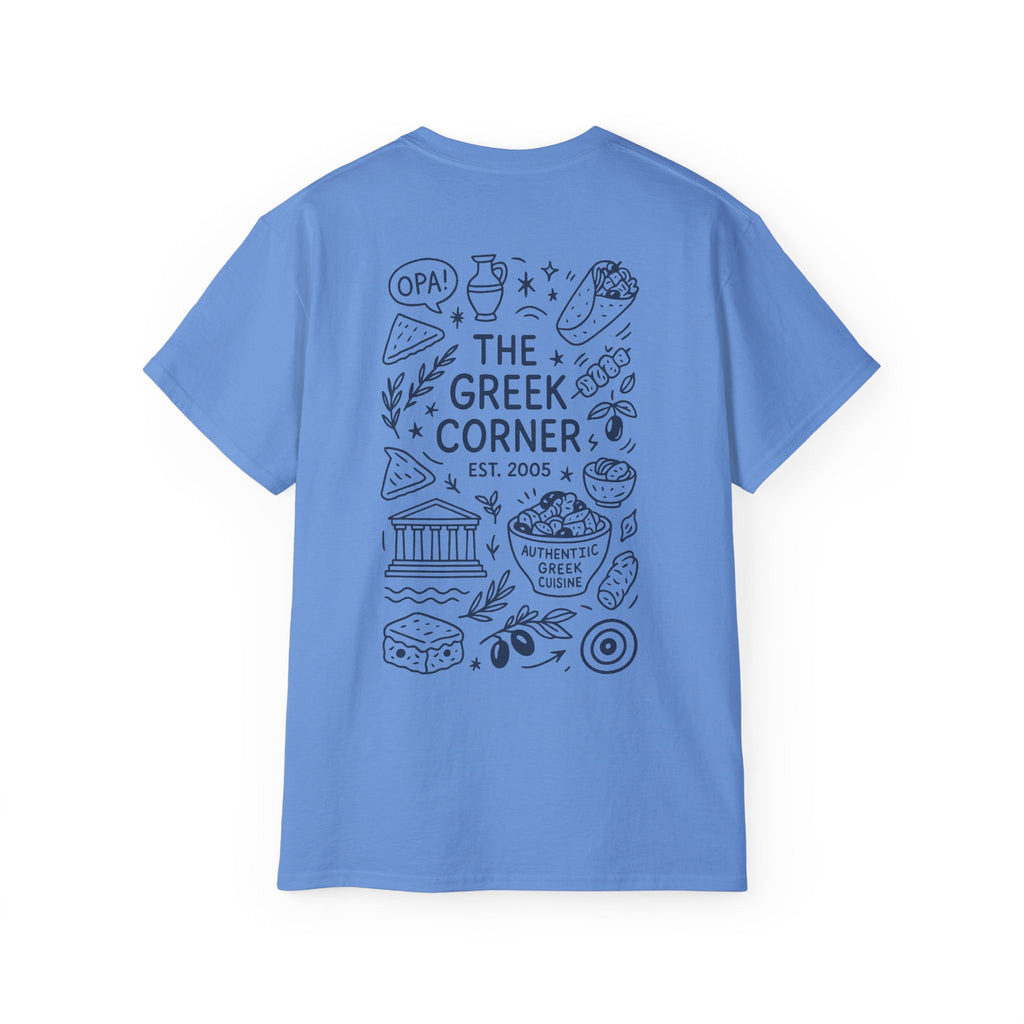 Greek Corner Unisex Tee | Casual Wear, Graphic T-Shirt, Gift for Foodies, Summer Style, Travel Souvenir, Restaurant Merch