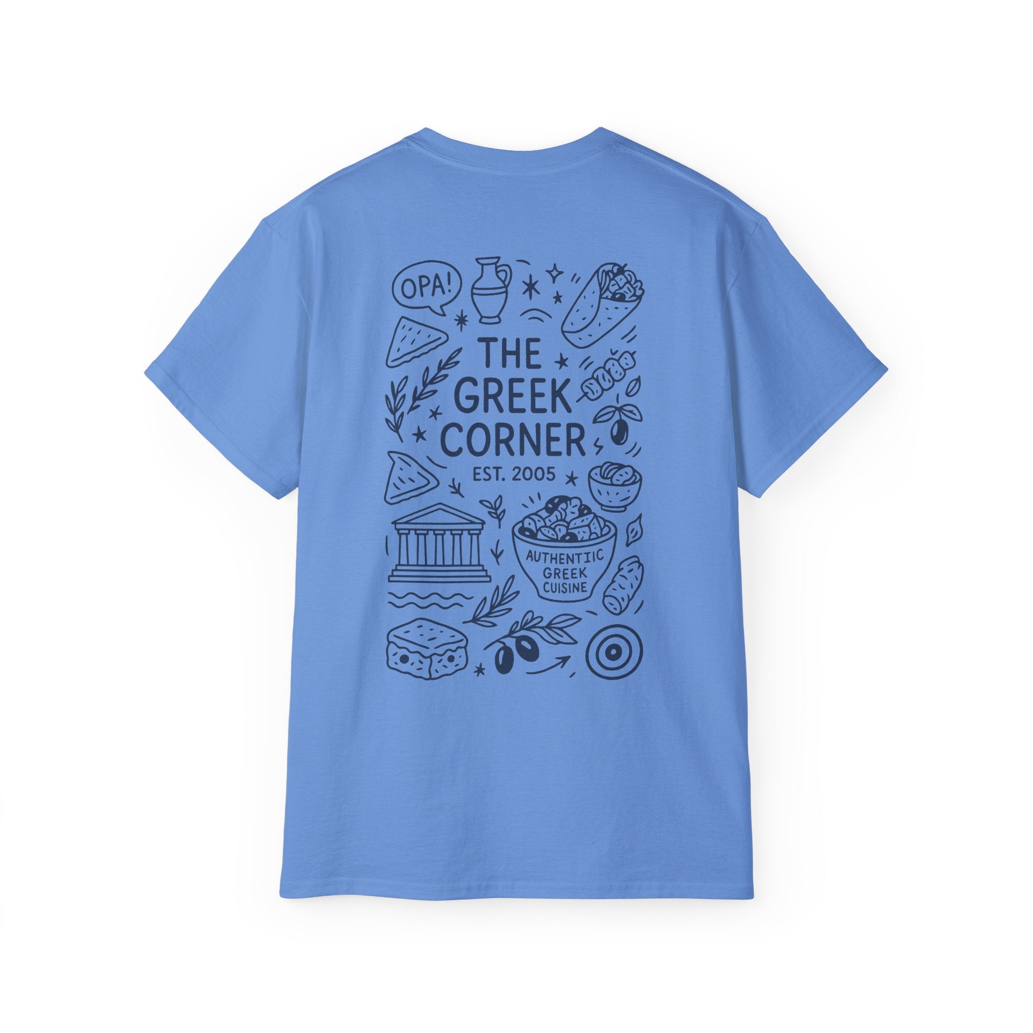 Greek Corner Unisex Tee | Casual Wear, Graphic T-Shirt, Gift for Foodies, Summer Style, Travel Souvenir, Restaurant Merch
