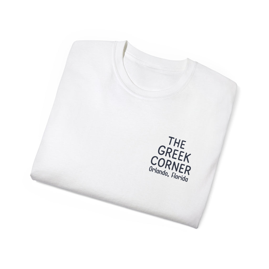 Greek Corner Unisex Tee | Casual Wear, Graphic T-Shirt, Gift for Foodies, Summer Style, Travel Souvenir, Restaurant Merch