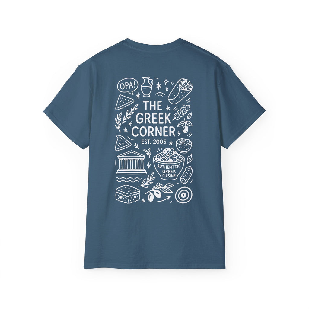 Greek Corner Unisex Tee | Casual Wear, Graphic T-Shirt, Gift for Foodies, Summer Style, Travel Souvenir, Restaurant Merch