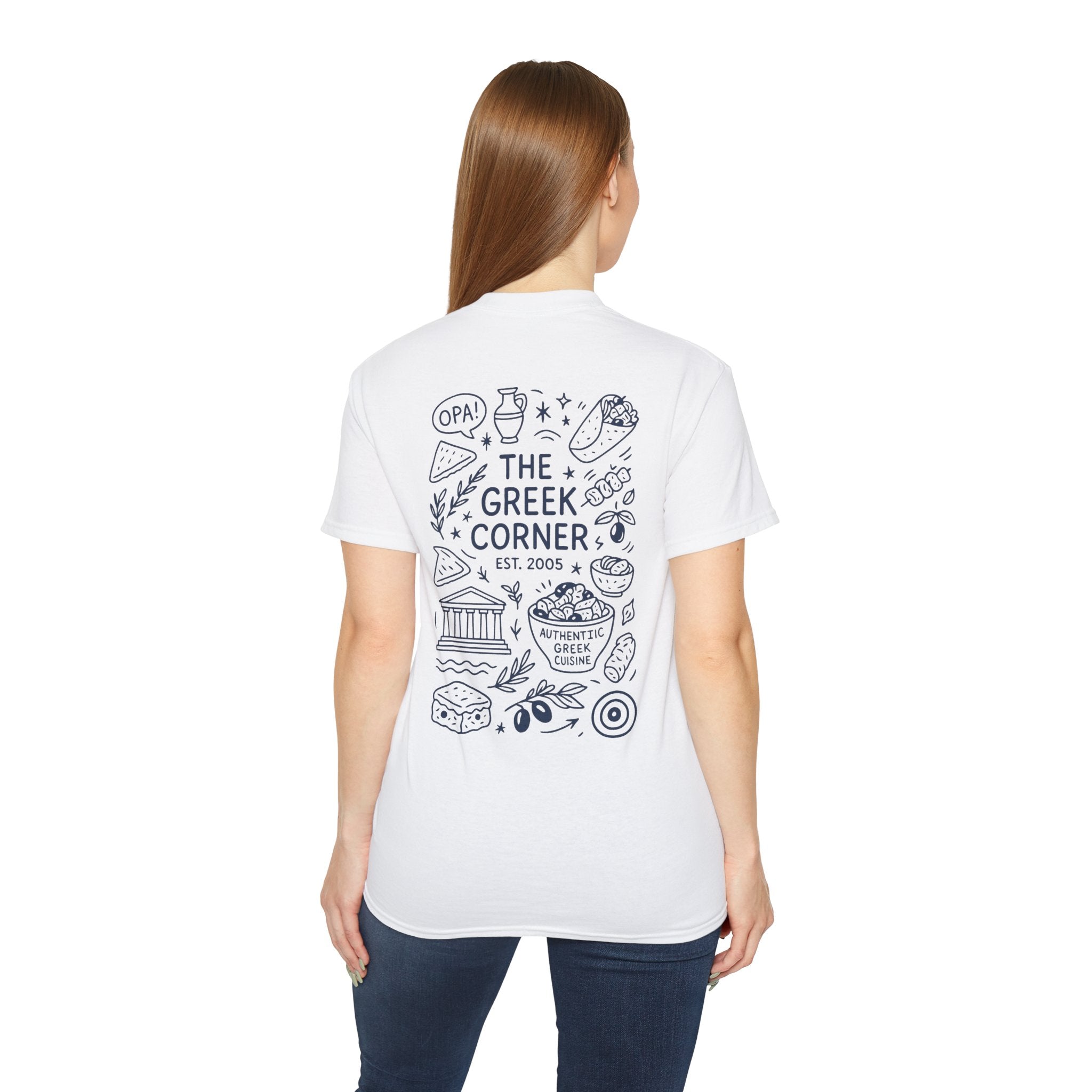Greek Corner Unisex Tee | Casual Wear, Graphic T-Shirt, Gift for Foodies, Summer Style, Travel Souvenir, Restaurant Merch