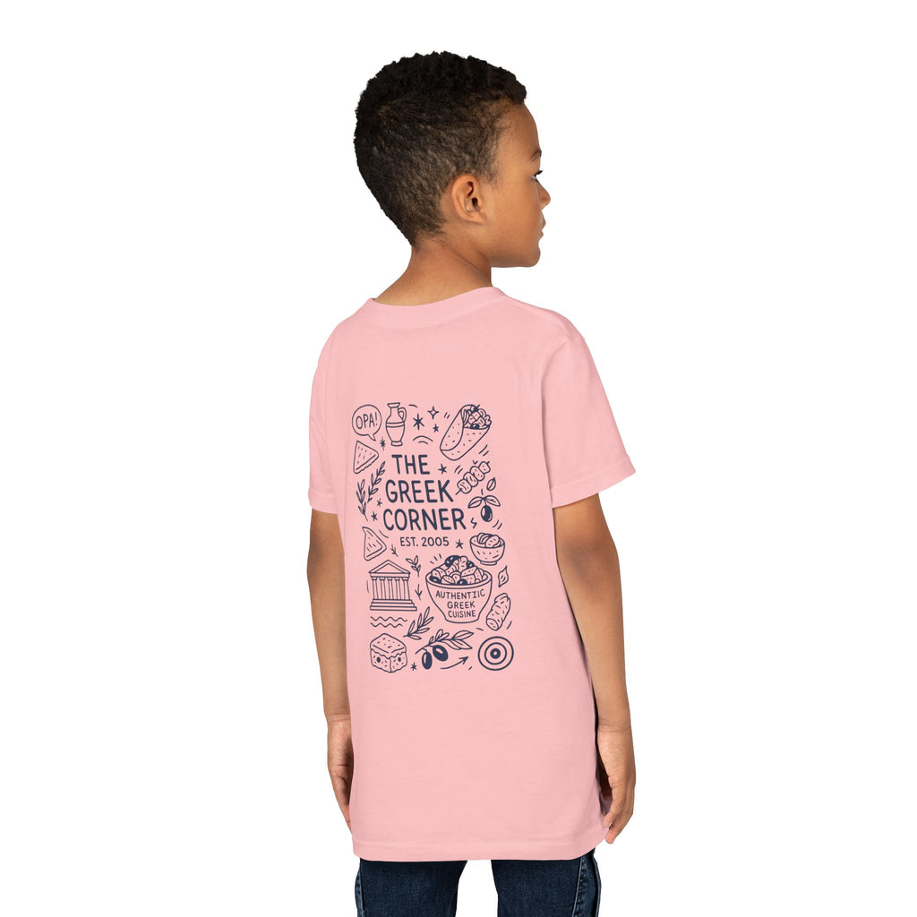 Youth Greek Cuisine Tee, Fun Kids Shirt, The Greek Corner Design, Summer Casual Wear, Gift for Food Lovers, Unique Youth Apparel