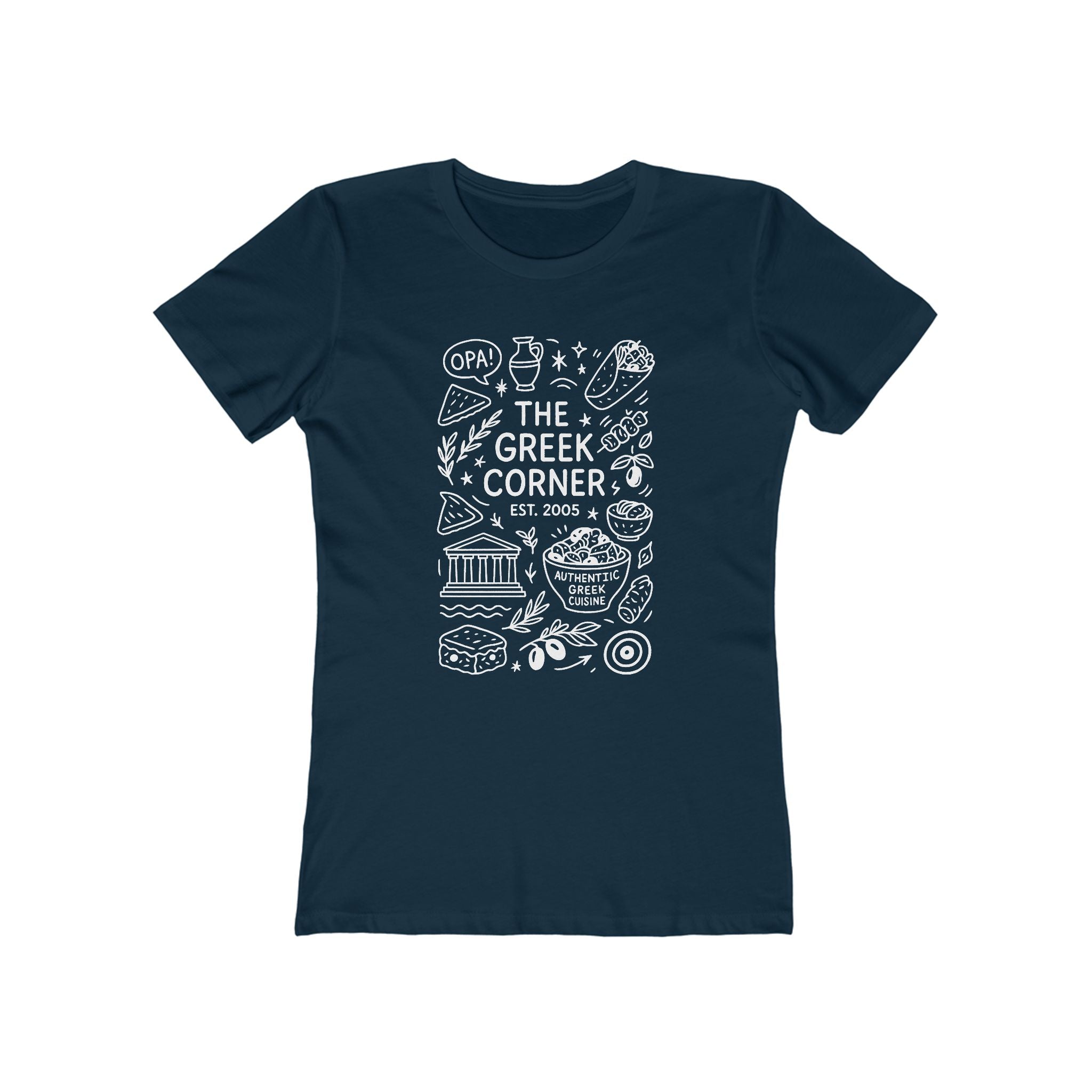 Greek Corner Tee, Women's Casual Shirt, Ideal for Food Lovers, OPA, Perfect for Restaurants, Gift for Her
