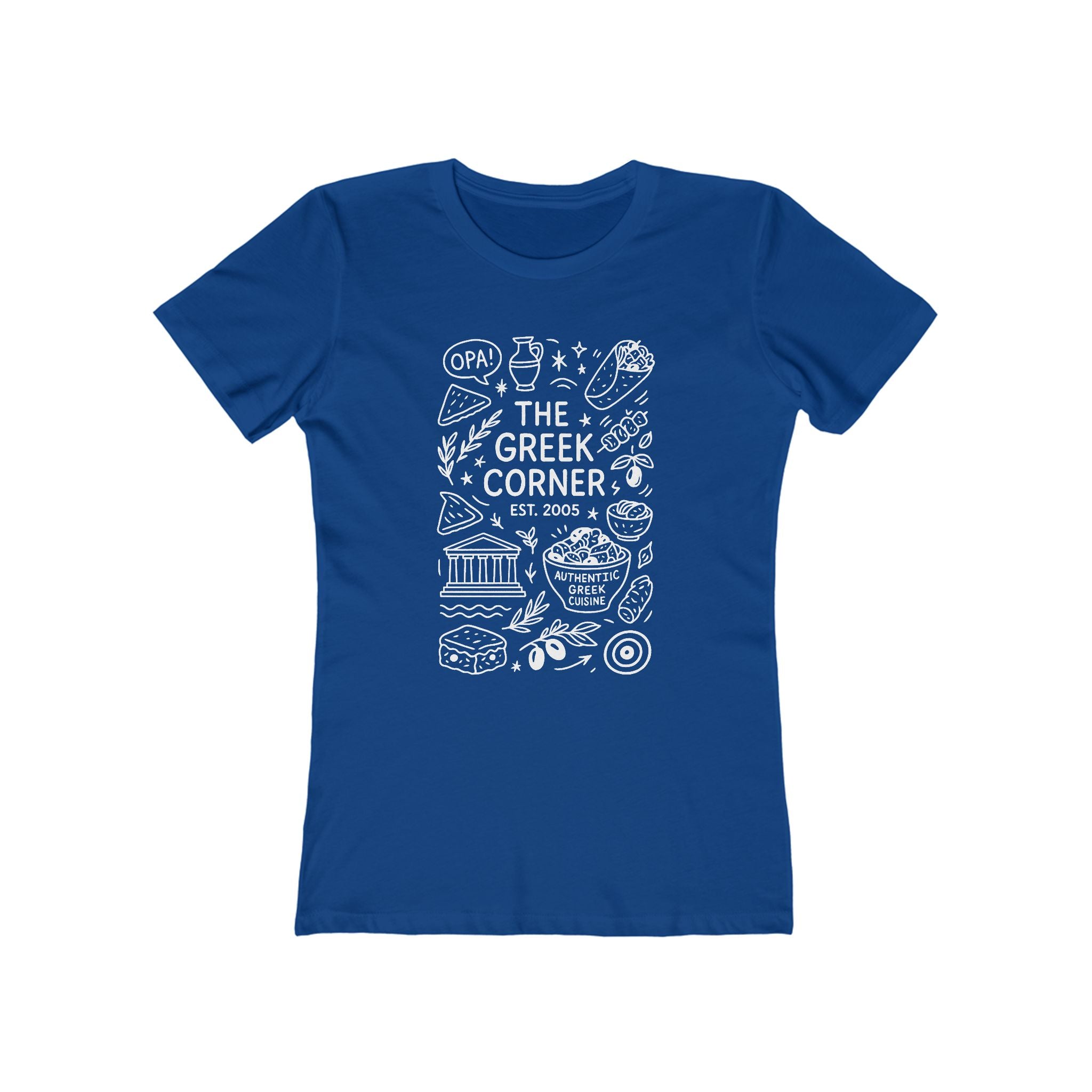 Greek Corner Tee, Women's Casual Shirt, Ideal for Food Lovers, OPA, Perfect for Restaurants, Gift for Her