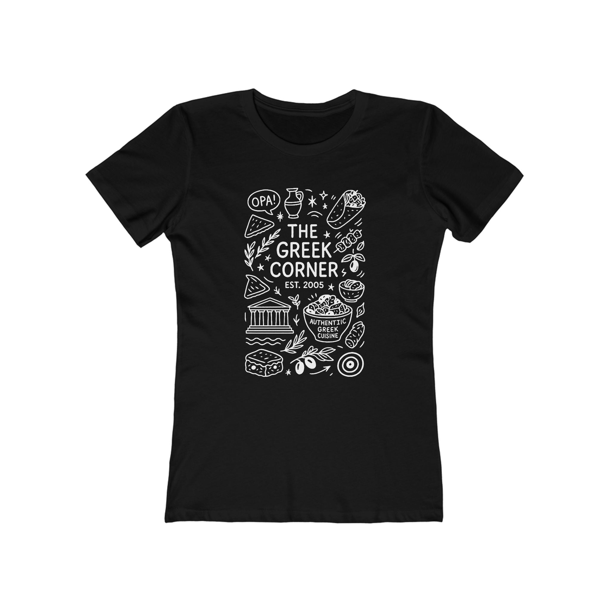 Greek Corner Tee, Women's Casual Shirt, Ideal for Food Lovers, OPA, Perfect for Restaurants, Gift for Her