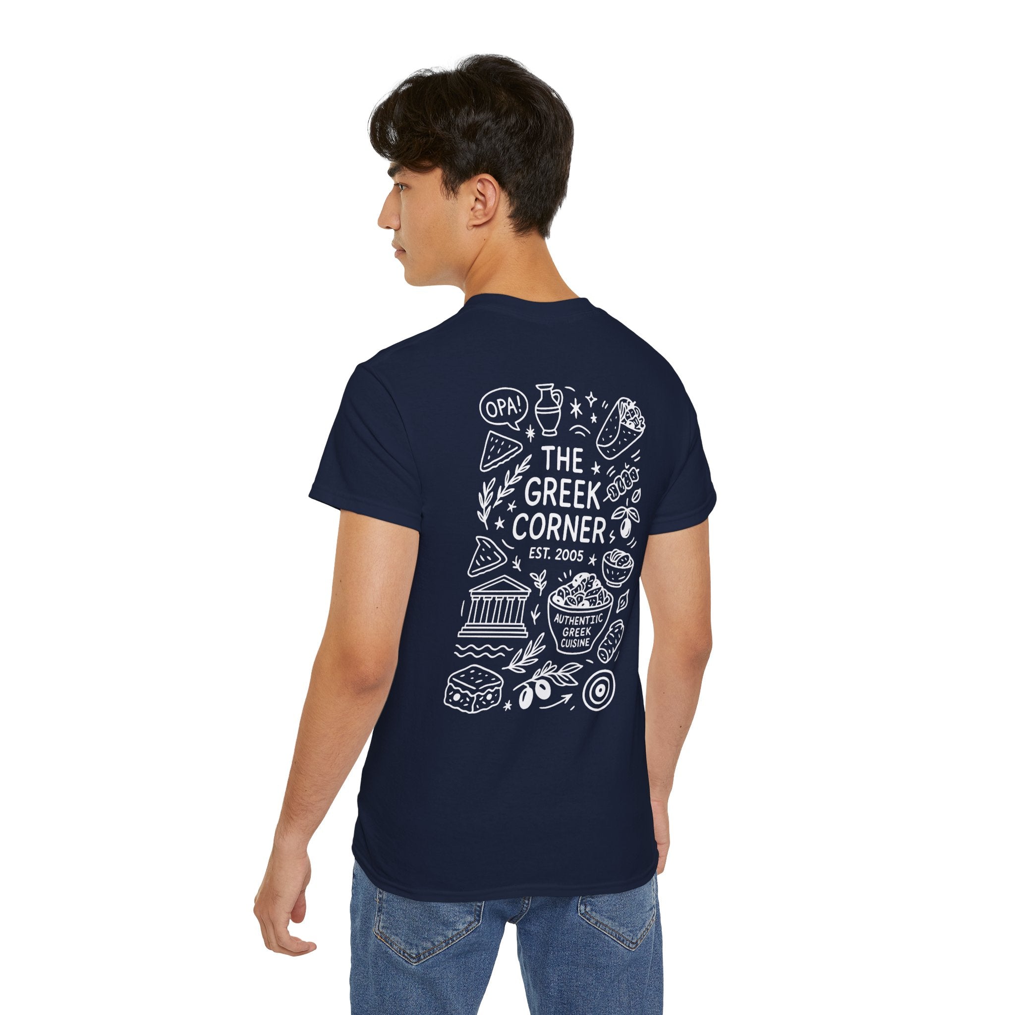 Greek Corner Unisex Tee | Casual Wear, Graphic T-Shirt, Gift for Foodies, Summer Style, Travel Souvenir, Restaurant Merch