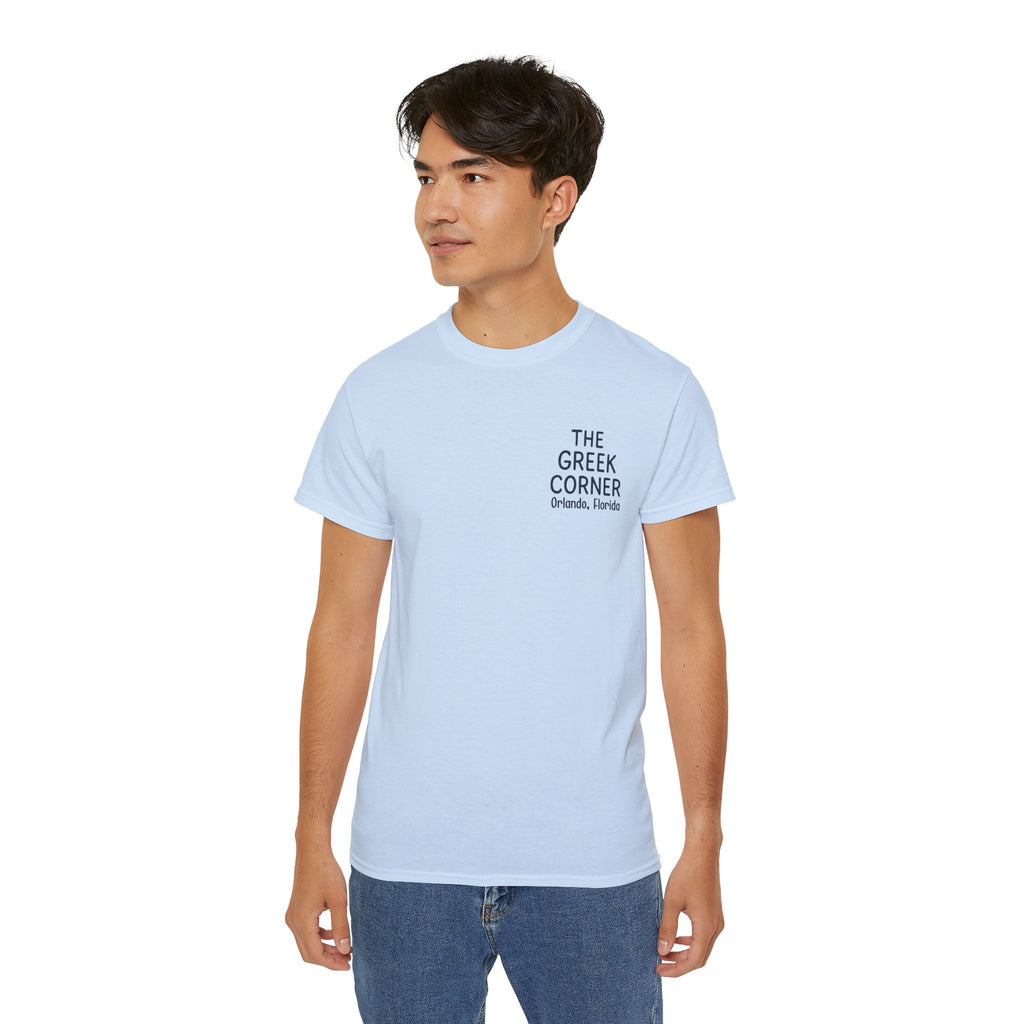 Greek Corner Unisex Tee | Casual Wear, Graphic T-Shirt, Gift for Foodies, Summer Style, Travel Souvenir, Restaurant Merch