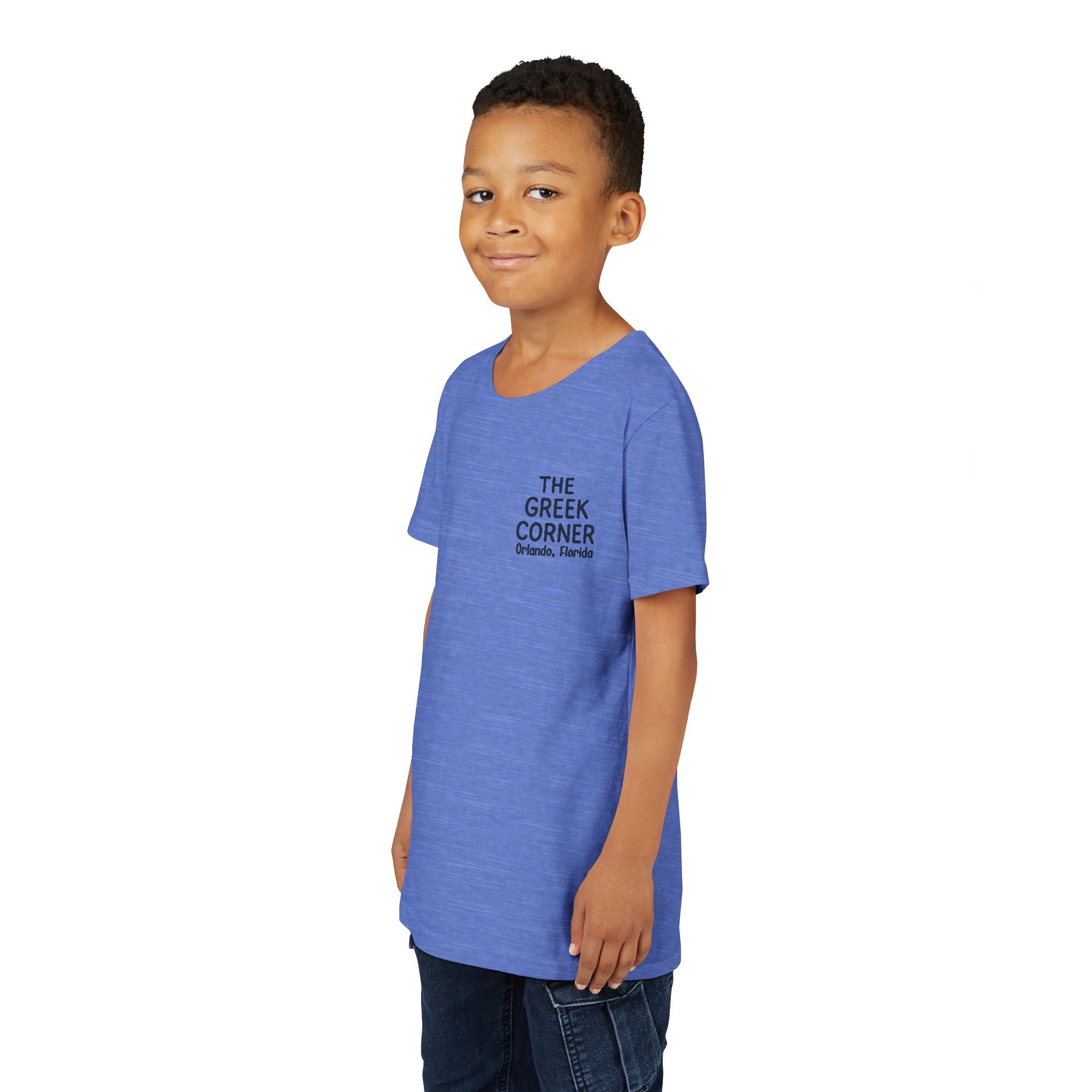 Youth Greek Cuisine Tee, Fun Kids Shirt, The Greek Corner Design, Summer Casual Wear, Gift for Food Lovers, Unique Youth Apparel
