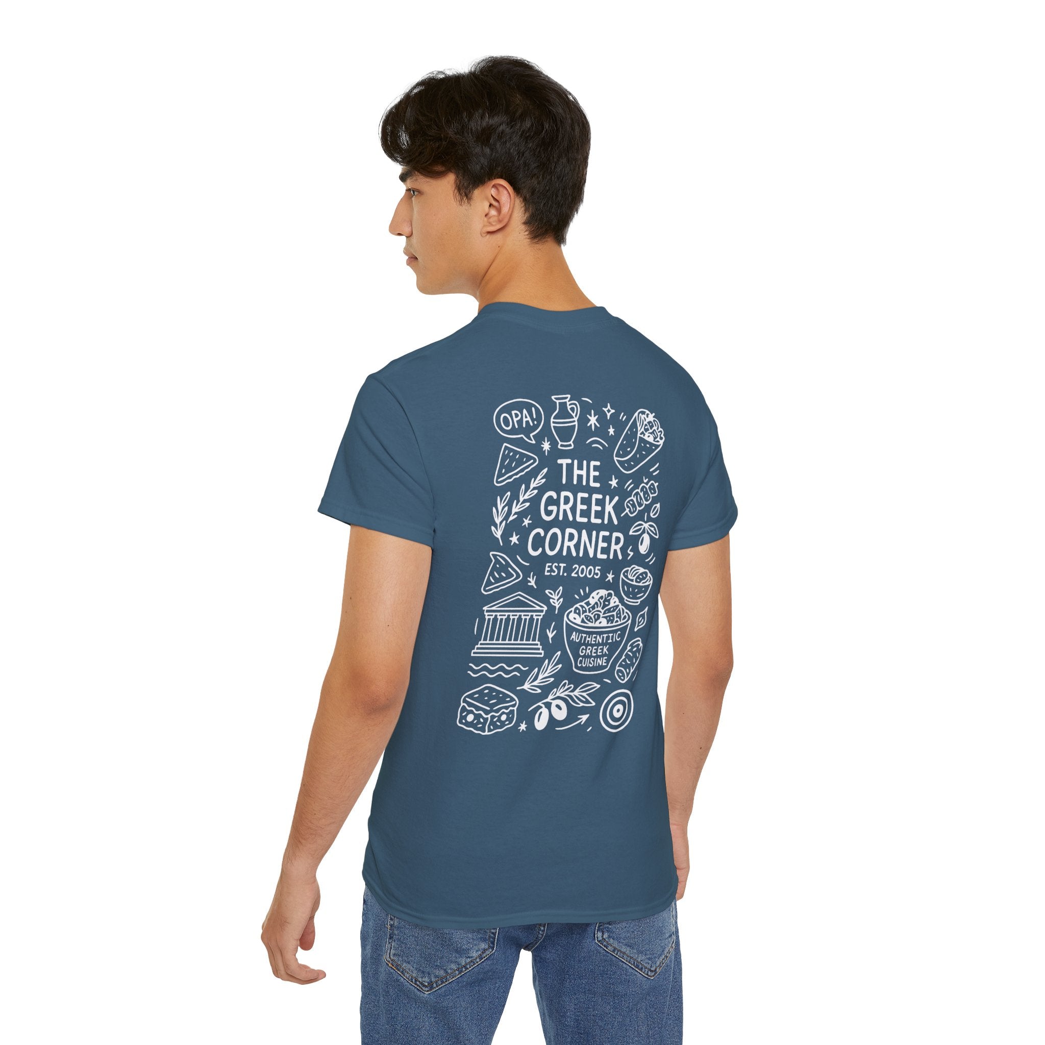 Greek Corner Unisex Tee | Casual Wear, Graphic T-Shirt, Gift for Foodies, Summer Style, Travel Souvenir, Restaurant Merch