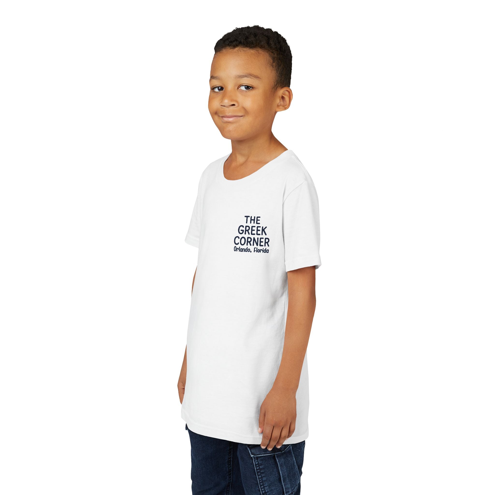 Youth Greek Cuisine Tee, Fun Kids Shirt, The Greek Corner Design, Summer Casual Wear, Gift for Food Lovers, Unique Youth Apparel