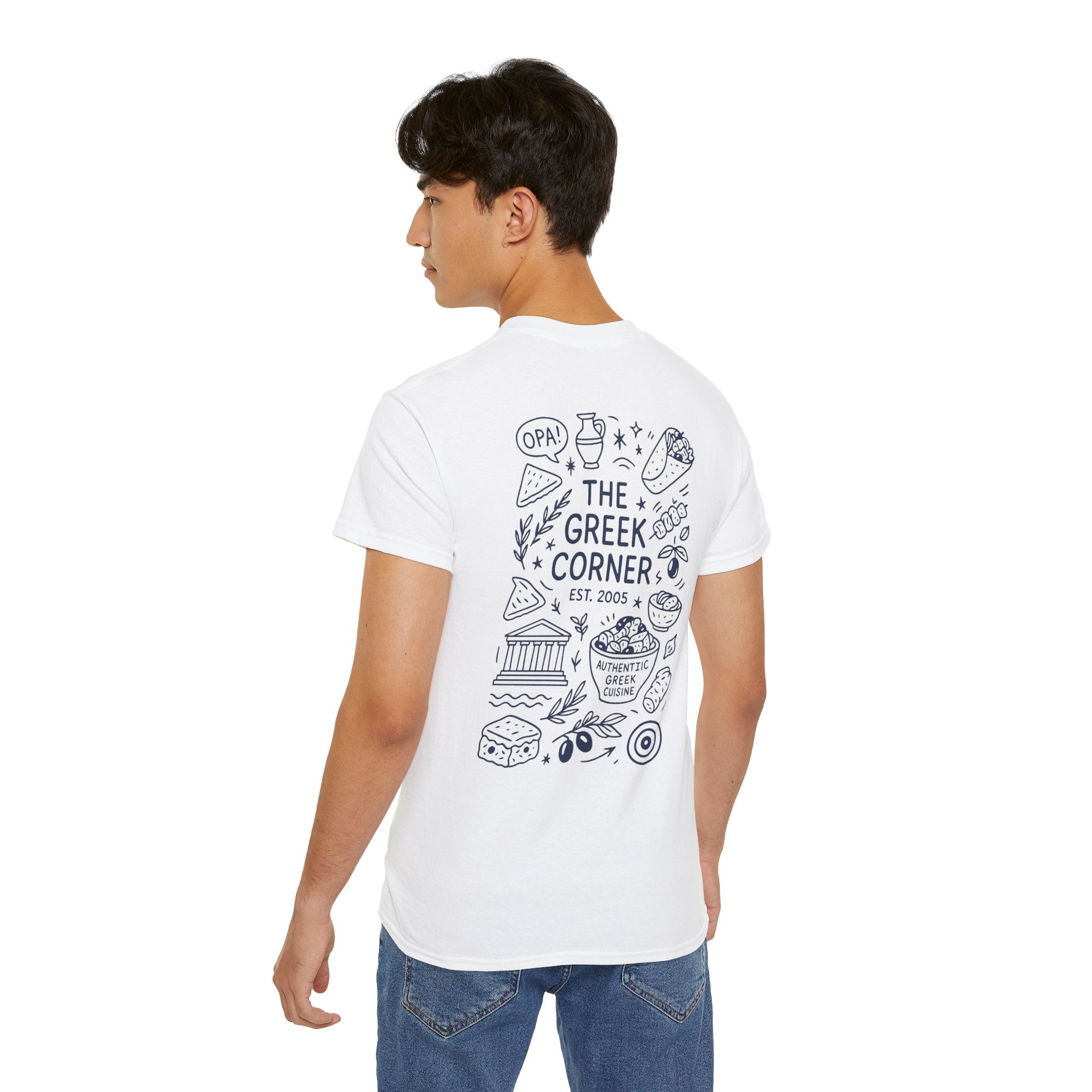Greek Corner Unisex Tee | Casual Wear, Graphic T-Shirt, Gift for Foodies, Summer Style, Travel Souvenir, Restaurant Merch