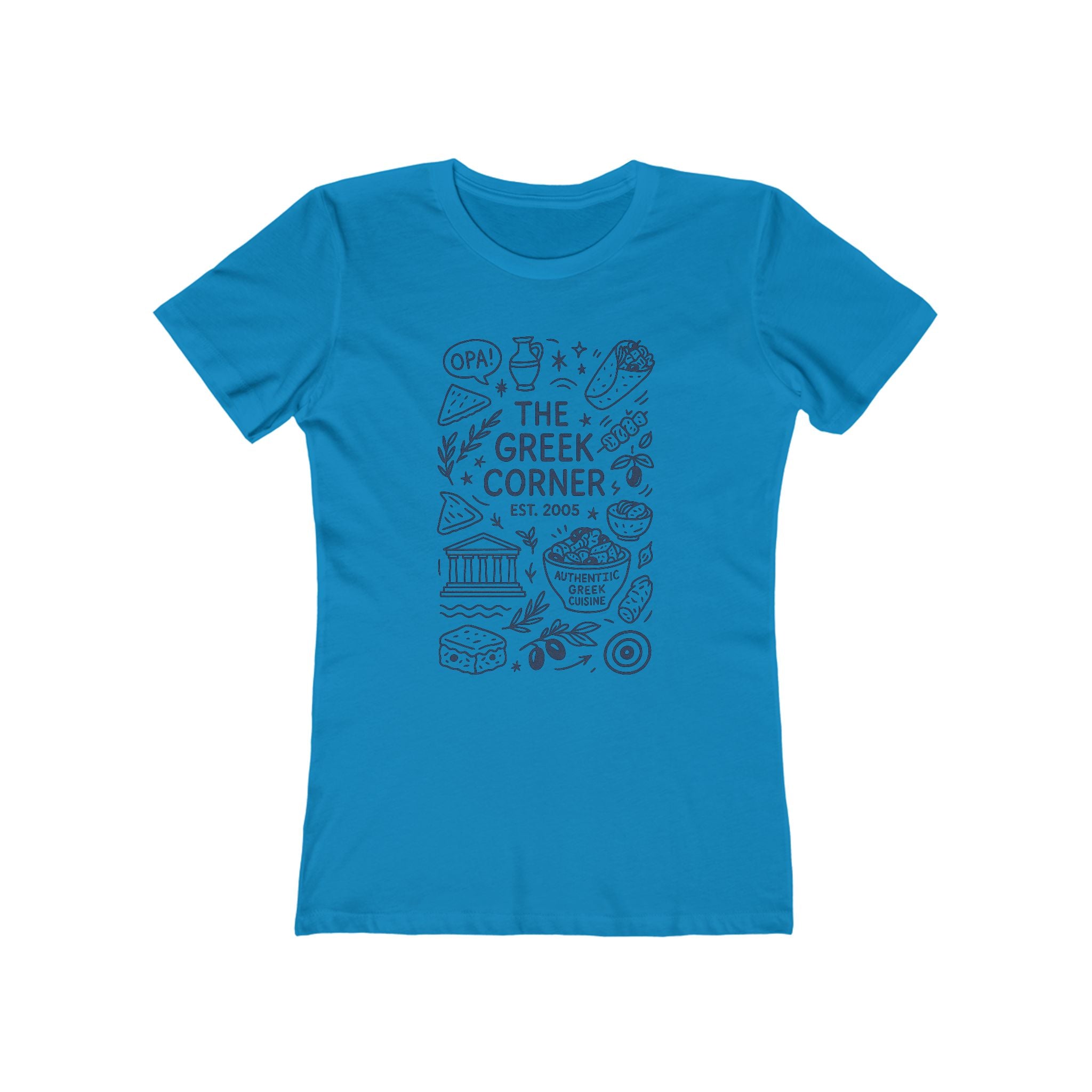 Greek Corner Tee, Women's Casual Shirt, Ideal for Food Lovers, OPA, Perfect for Restaurants, Gift for Her