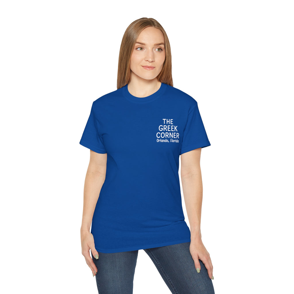 Greek Corner Unisex Tee | Casual Wear, Graphic T-Shirt, Gift for Foodies, Summer Style, Travel Souvenir, Restaurant Merch
