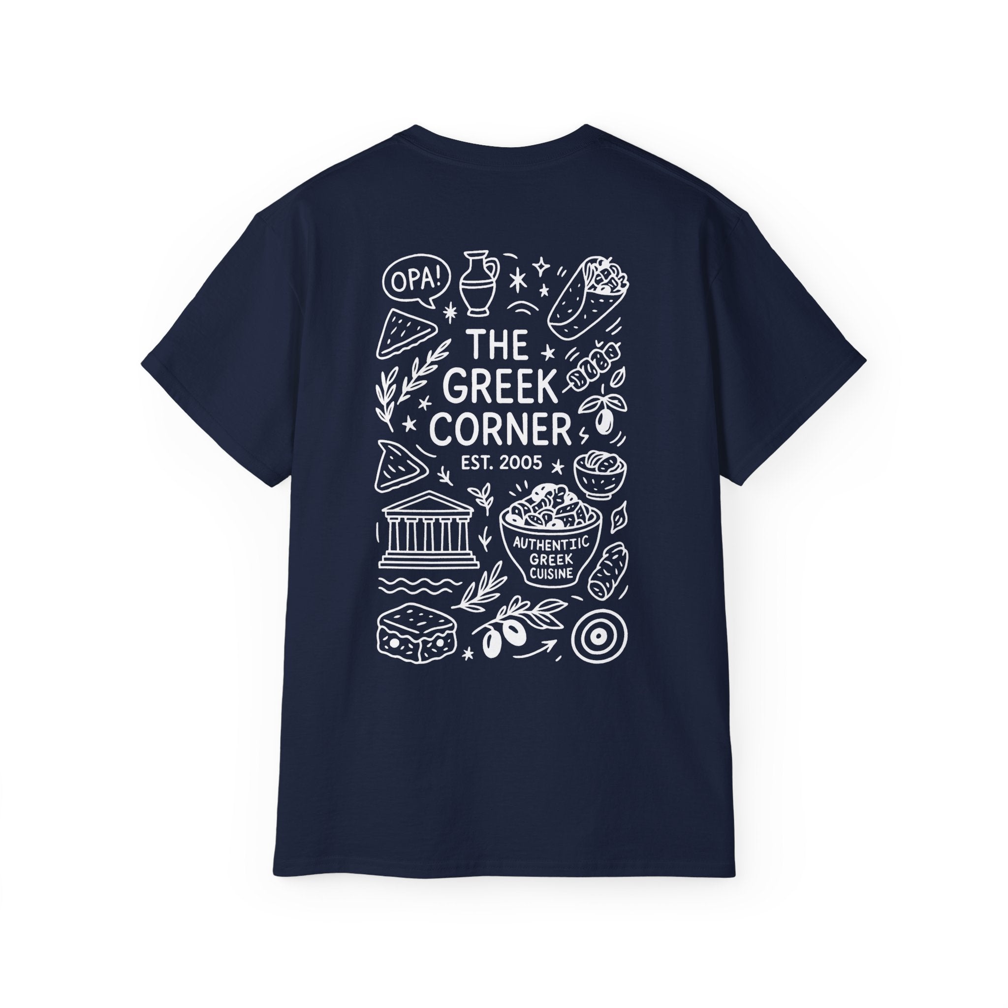 Greek Corner Unisex Tee | Casual Wear, Graphic T-Shirt, Gift for Foodies, Summer Style, Travel Souvenir, Restaurant Merch